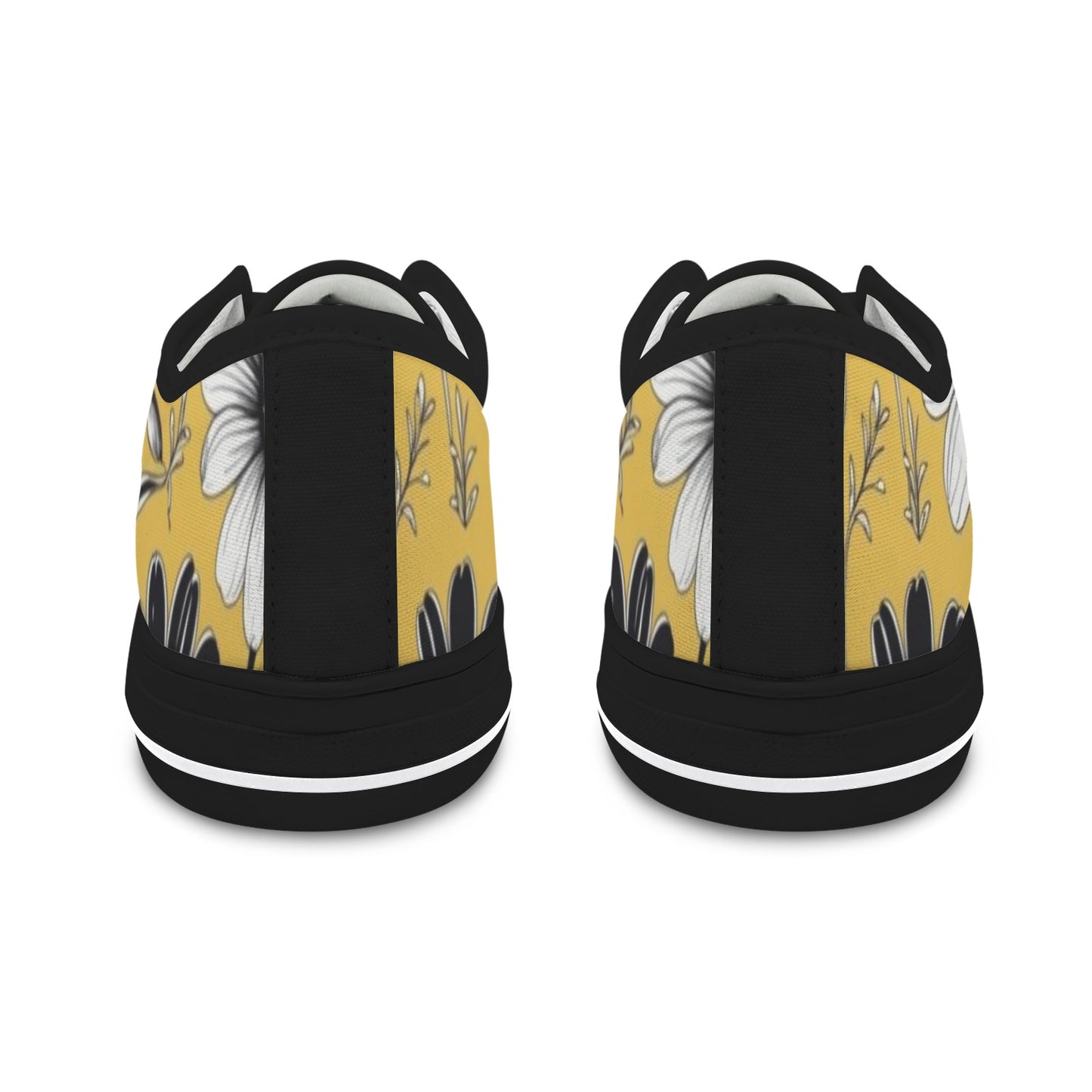 Yellow Blossom Low Sneakers — Black