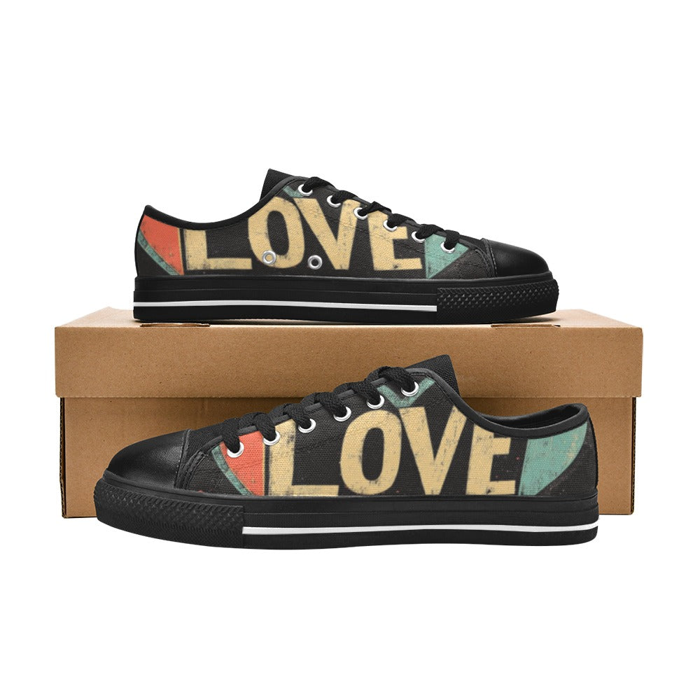Cubic Love Black Women's Classic Canvas Shoes (Model 018)