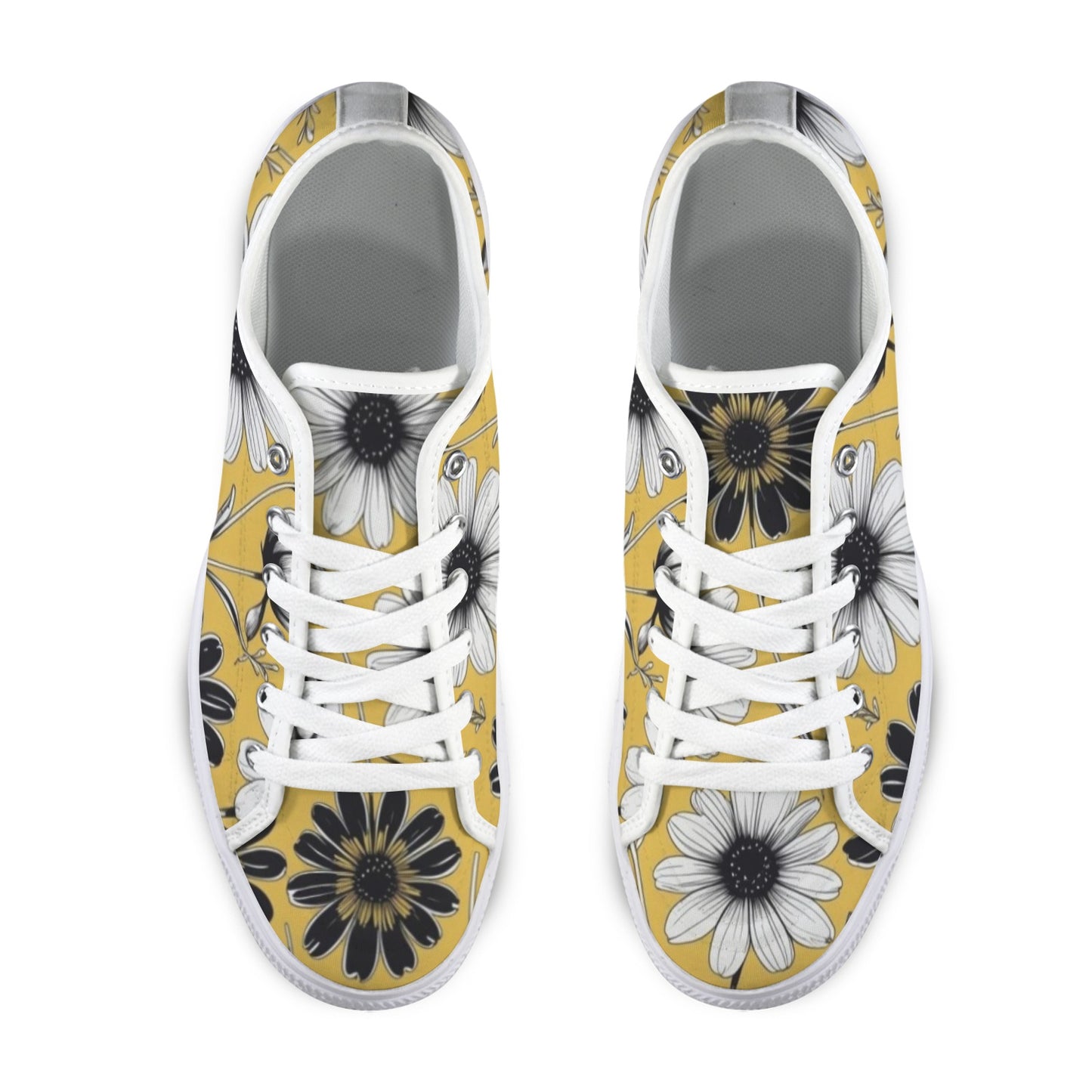 Yellow Blossom Low Sneakers — White