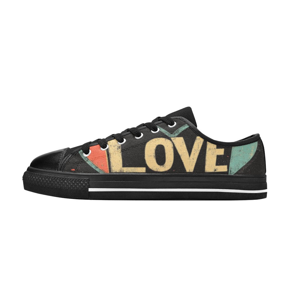 Cubic Love Black Women's Classic Canvas Shoes (Model 018)