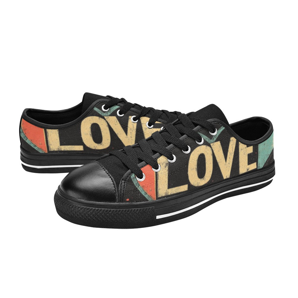 Cubic Love Black Women's Classic Canvas Shoes (Model 018)