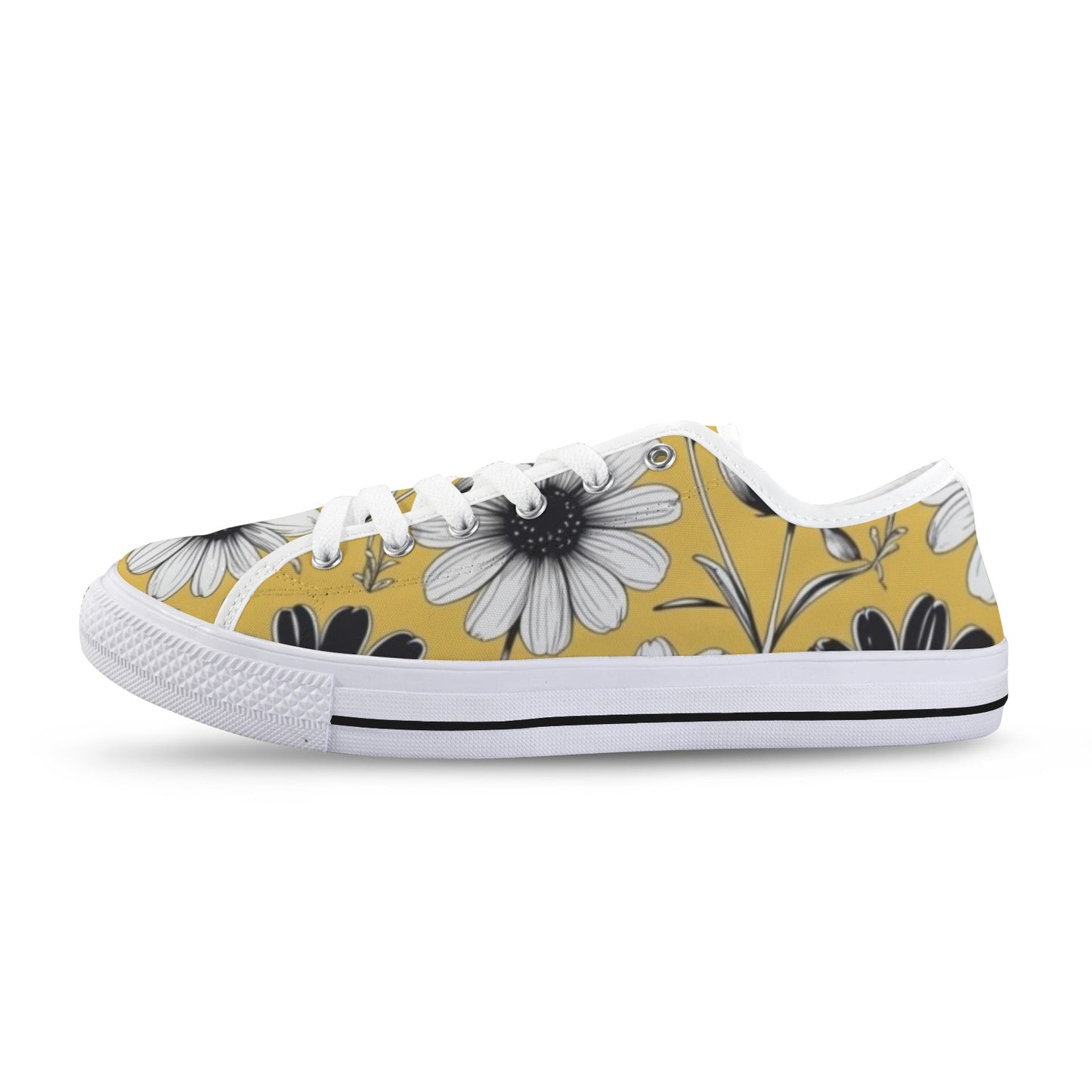 Yellow Blossom Low Sneakers — White