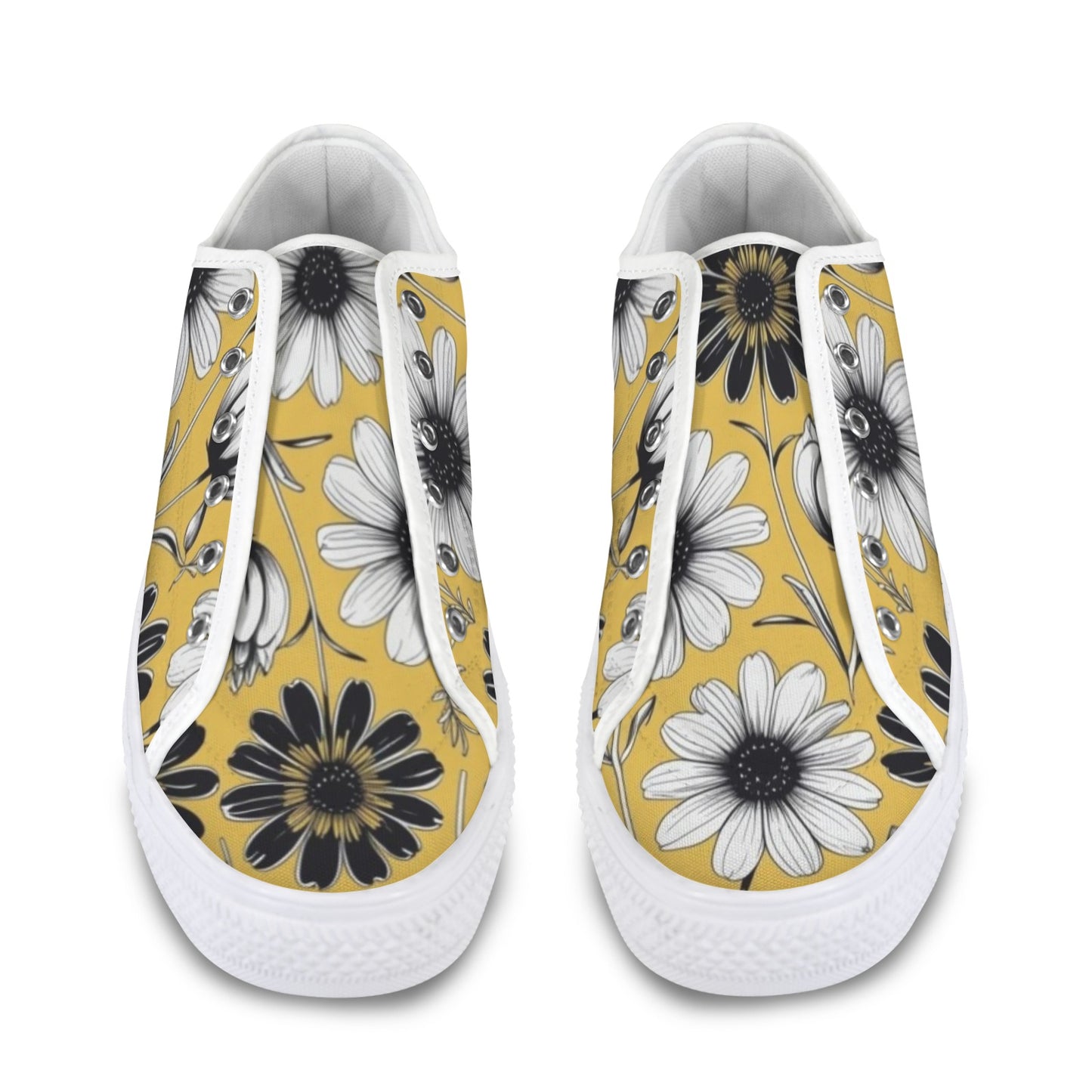 Yellow Blossom Low Sneakers — White