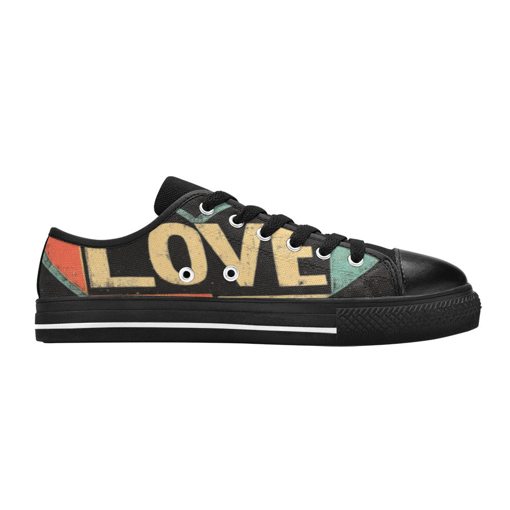 Cubic Love Black Women's Classic Canvas Shoes (Model 018)
