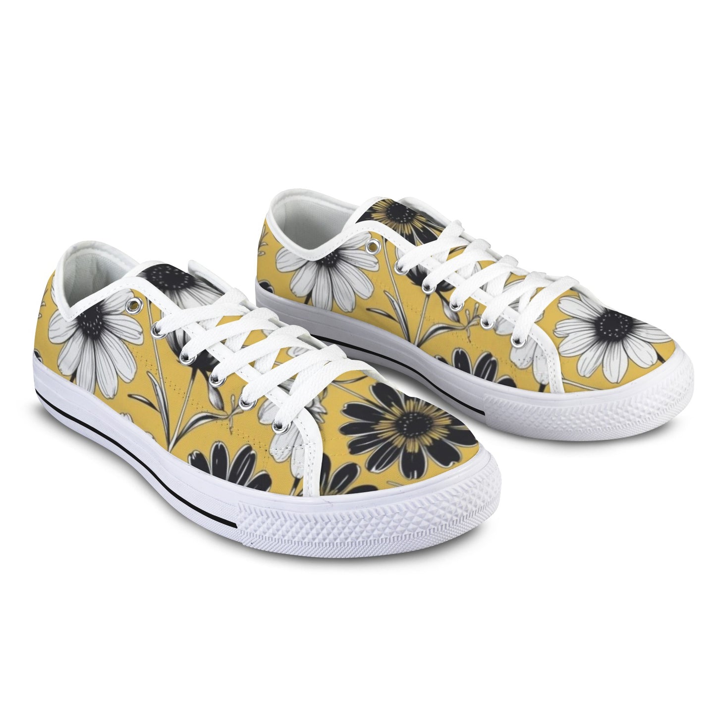 Yellow Blossom Low Sneakers — White