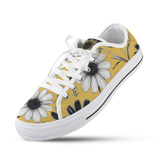Yellow Blossom Low Sneakers — White