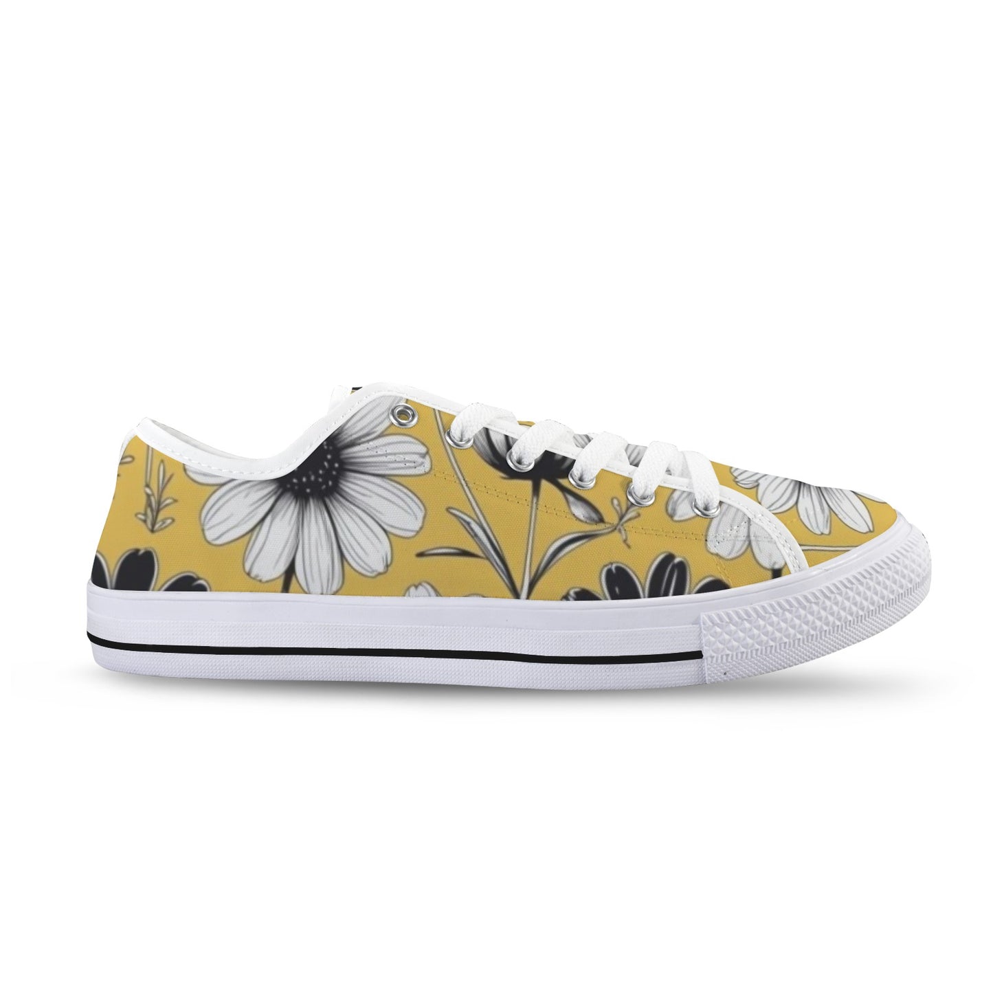 Yellow Blossom Low Sneakers — White